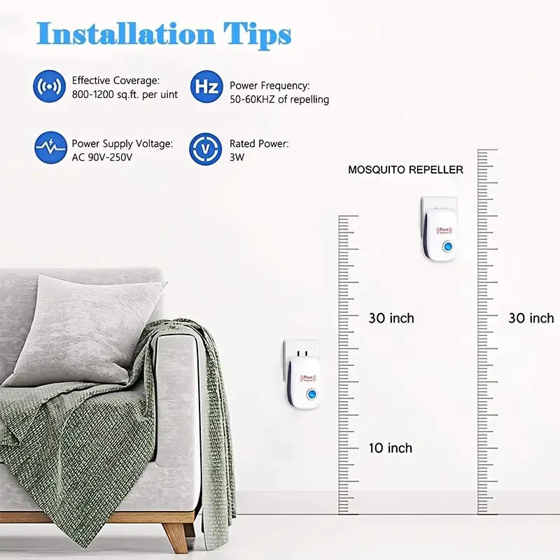 Ultrasonic Pest Repeller - Effective Indoor Pest Control For Home, Kitchen, Office, Hotel, And Warehouse - Mosquito And Rat Repellent