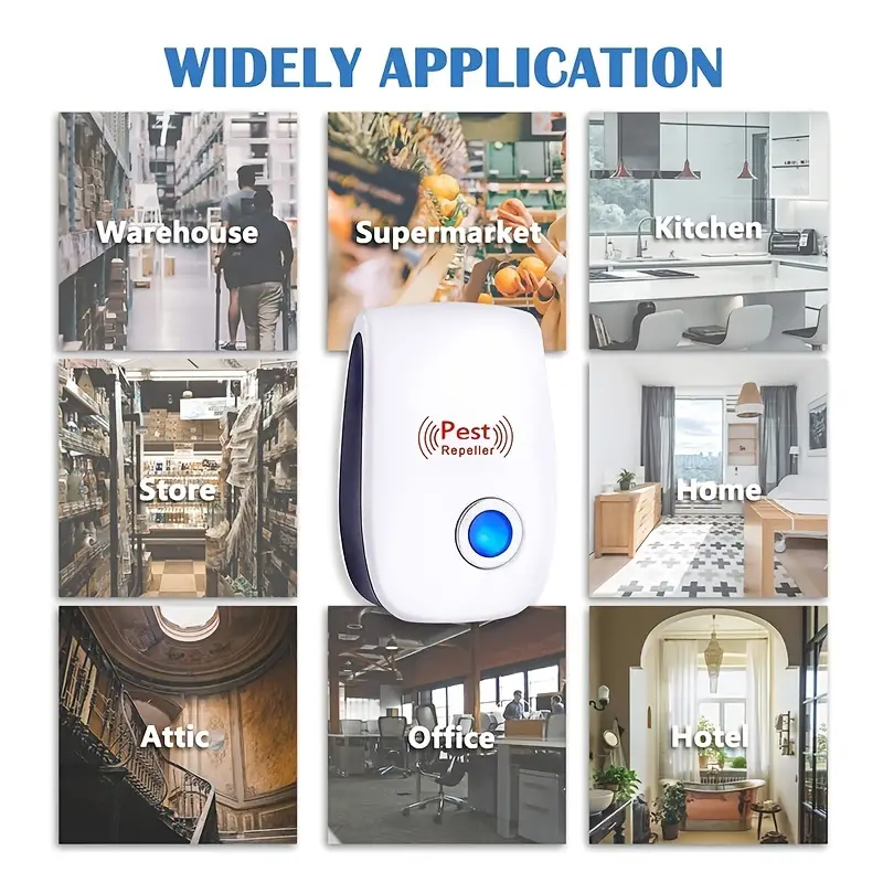 Ultrasonic Pest Repeller - Effective Indoor Pest Control For Home, Kitchen, Office, Hotel, And Warehouse - Mosquito And Rat Repellent