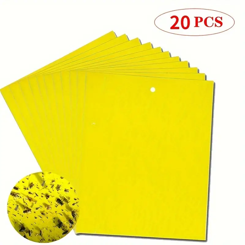 20pcs Strong Fruit Fly Traps Bugs Yellow Sticky Board Pest Control Insect Killer Two-sided Glue Paper Trap For Kill Pests