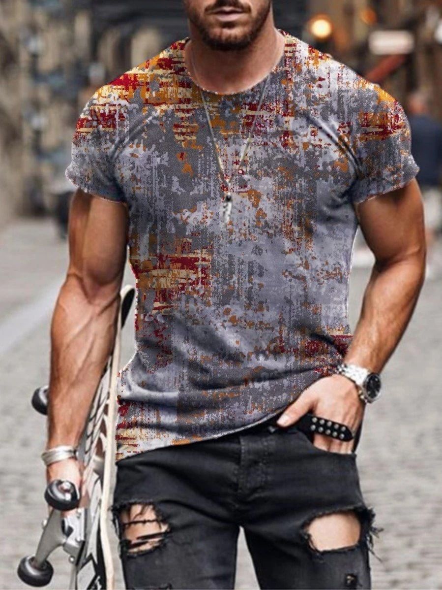 Men's 100% Polyester 3D Print Crew Neck T-shirt - Perfect for Active Lifestyle, Casual Wear - Easy to Care men tshirts