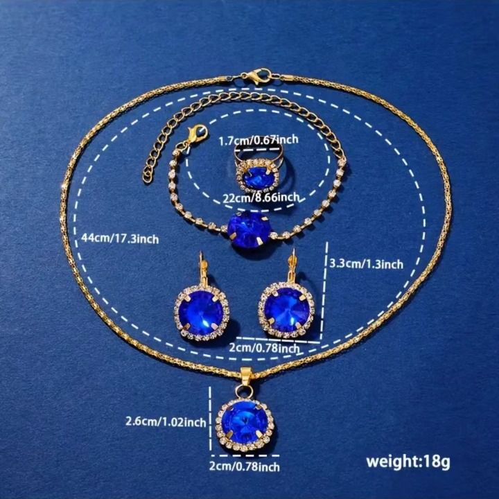 6pcs Women's Fashion Watch Bracelet Set Quartz Watche Rhinestone Necklace Earrings Ring Ladies Fashion Luxury Jewelr