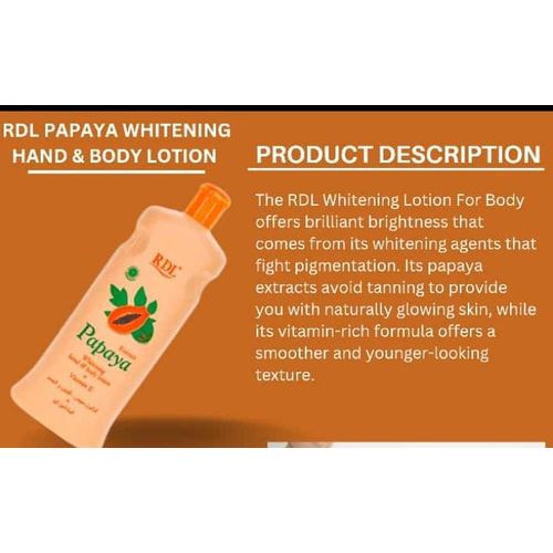 Rdl Papaya Whitening Hand ,Body Lotion Moisturizes And Softens