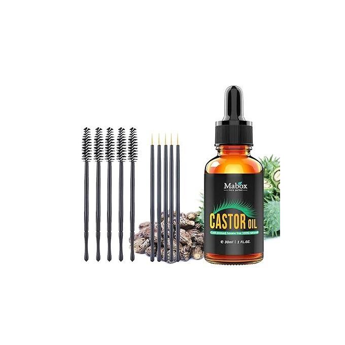 Mabox Castor Oil - 100% Organic Pure - Grow Eyelashes and Eyebrows