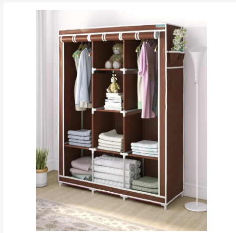 3 Columns Metallic Wardrobe Large Capacity Wardrobe Assemble Closets Portable Home Storage portable wardrobe wardrobes clothing storage
