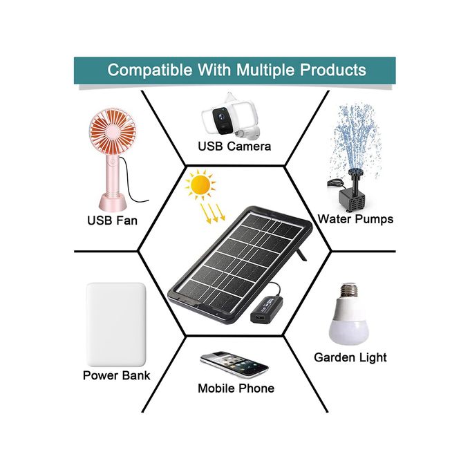 3.2W Solar Charging Panel Portable Solar Panel Phone Charger with Multiple USB Charging Cable