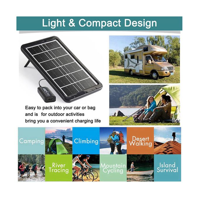 3.2W Solar Charging Panel Portable Solar Panel Phone Charger with Multiple USB Charging Cable