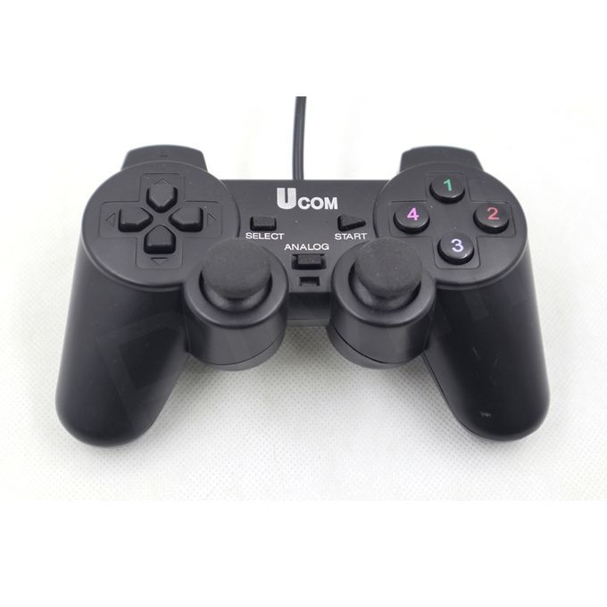 Ucom USB Wired PC Gamepad Game Controller Dual Shock Game Pad Joypad Control Laptop PC Computer Gaming Play black