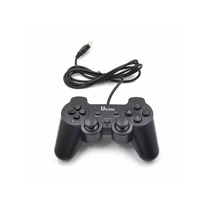 Ucom USB Wired PC Gamepad Game Controller Dual Shock Game Pad Joypad Control Laptop PC Computer Gaming Play black