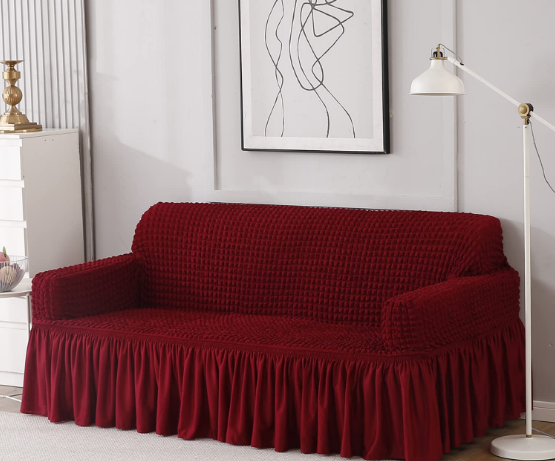 KILIMALL MEGA OFFER !!!! for maroon loose covers 7 seater set ;3:2:1:1  made in modern turkish design with high quality elastic linen for maximum confort and durability with a three month warranty