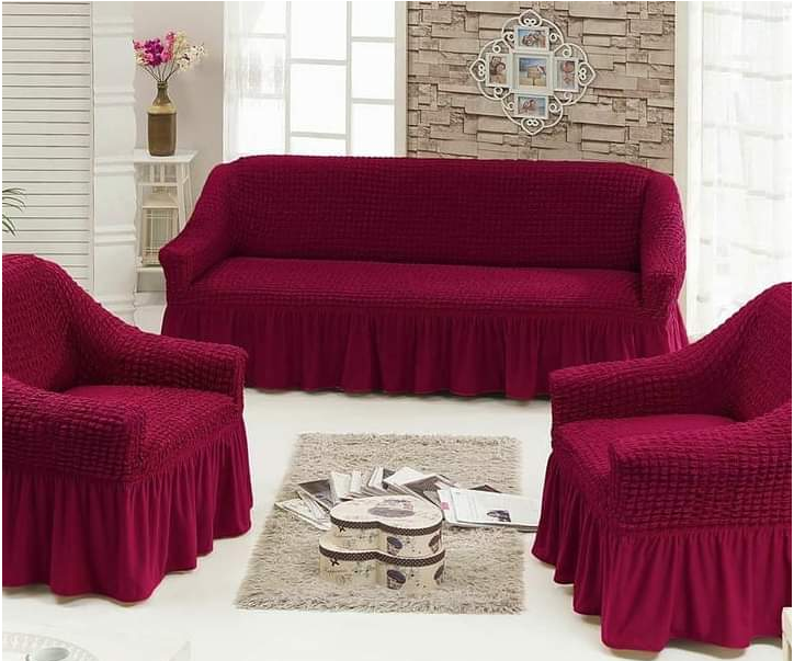 hot kilimall sales Modern turkish maroon loose covers for 7 seater set 3:2:1:1 made with high quality confortable and stretchable linen fiber with 3 months warranty