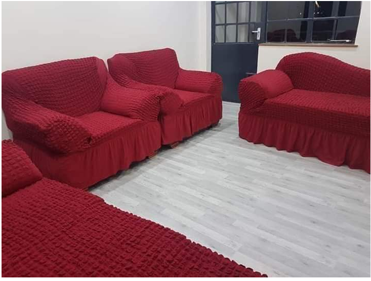 hot kilimall sales Modern turkish maroon loose covers for 7 seater set 3:2:1:1 made with high quality confortable and stretchable linen fiber with 3 months warranty