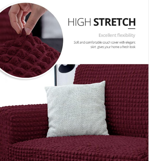 KILIMALL MEGA OFFER !!!! for maroon loose covers 7 seater set ;3:2:1:1  made in modern turkish design with high quality elastic linen for maximum confort and durability with a three month warranty
