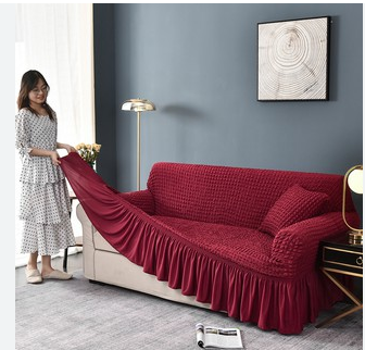 KILIMALL MEGA OFFER !!!! for maroon loose covers 7 seater set ;3:2:1:1  made in modern turkish design with high quality elastic linen for maximum confort and durability with a three month warranty