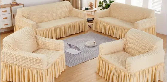 HOT KILLIMALL  SALES creamy white beautiful turkey stretcy loose covers with 3 months warranty, fit for all sizes of house sofa  furnitures  available for 7 seater: 3:2:1:1