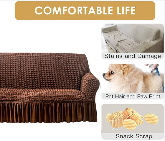 AMAZING HOT SALES!!! chocolate brown loose covers suitable for 7 seater set: 3:2:1:1  with stretchy fabric and durable, washable high quality confortable fabric available with 3 months