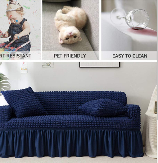 MEGA OFFER !!! modern turkish blue loose covers made with high quality linen to provide service for long  available for 3:1:1 seater at discounted price with warranty
