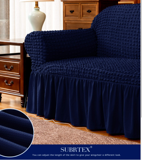 MEGA OFFER !!! modern turkish blue loose covers made with high quality linen to provide service for long  available for 3:1:1 seater at discounted price with warranty
