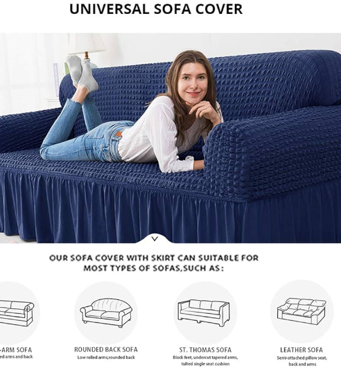 MEGA OFFER !!! modern turkish blue loose covers made with high quality linen to provide service for long  available for 3:1:1 seater at discounted price with warranty