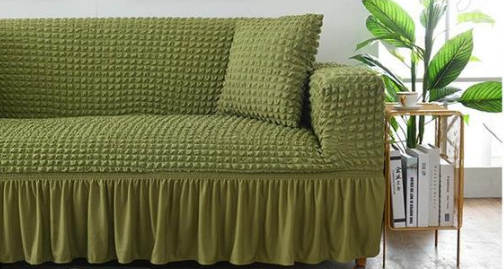 Big discounts on modern turkish  high quality green loose covers made for 7 seater sofa (ie) 3:2:1:1 with warranty