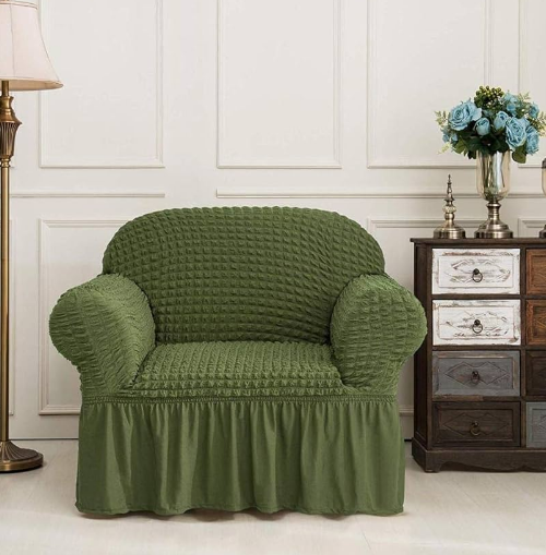 Big discounts on modern turkish  high quality green loose covers made for 7 seater sofa (ie) 3:2:1:1 with warranty