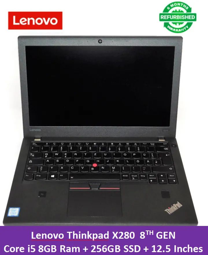 (HOT Sale!) Refurbished Lenovo ThinkPad X280 Laptop Core i5 8GB Ram + 256GB SSD Storage 8TH GEN 12.5''Inch HD Screen Black Black