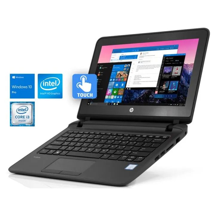 Refurbished HP ProBook 11 G2 Intel Core i3 6th Gen 2.3GHz 4GB RAM 128 GB SSD 11.6" Touchscreen Display Wi-Fi Bluetooth- Windows 11 Gray Gray