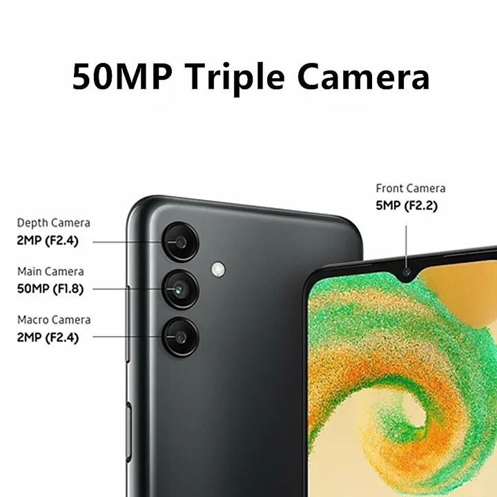 Samsung Galaxy A04S 6.5" HD 90Hz 128GB ROM 4GB RAM 50MP Triple Camera 5000mAh Android 12 Dual SIM Smart Phones