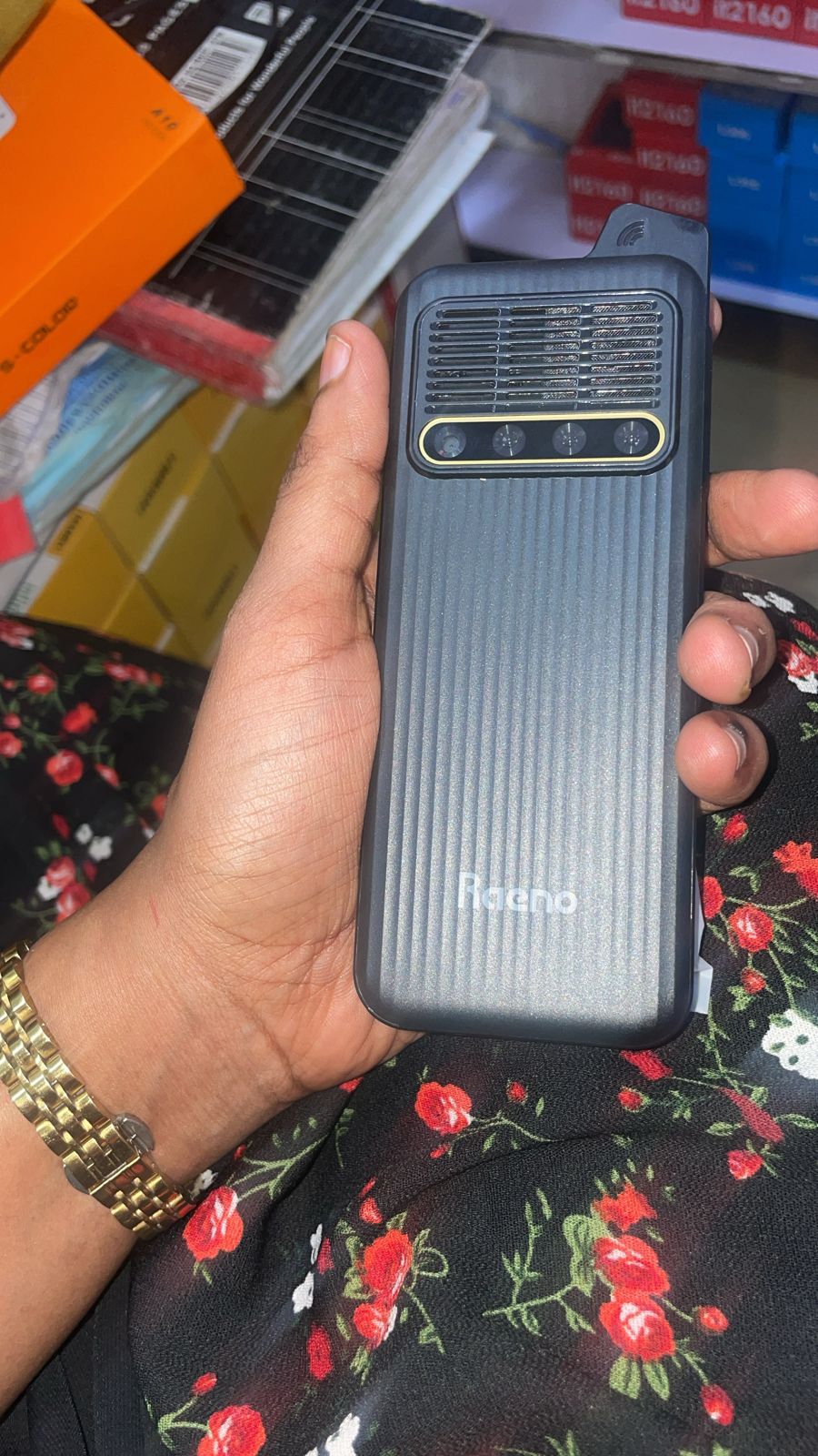 Raeno R57 quad sim(4 sim slots) big battery with loud speaker and flash light feature phone