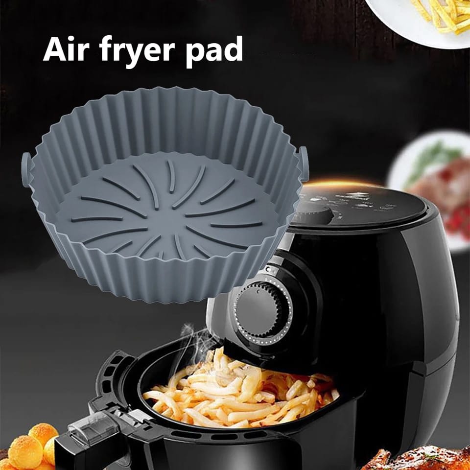 Pack Air Fryer Silicone Baking Tray Reusable Air Fryer Round Silicone Insert for Air Fryer Easy Cleaning Silicone Pot for Oven Accessories (Blue