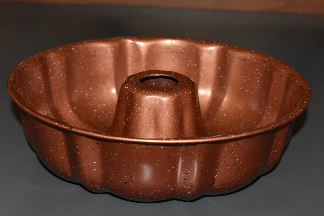 Bundt nonstick granite baking tin Diameter 25cm, Non-Stick Cake Pans,  Premium Fluted Pans for baking, Heavy Duty Carbon Steel Tube Baking Mold, Gray