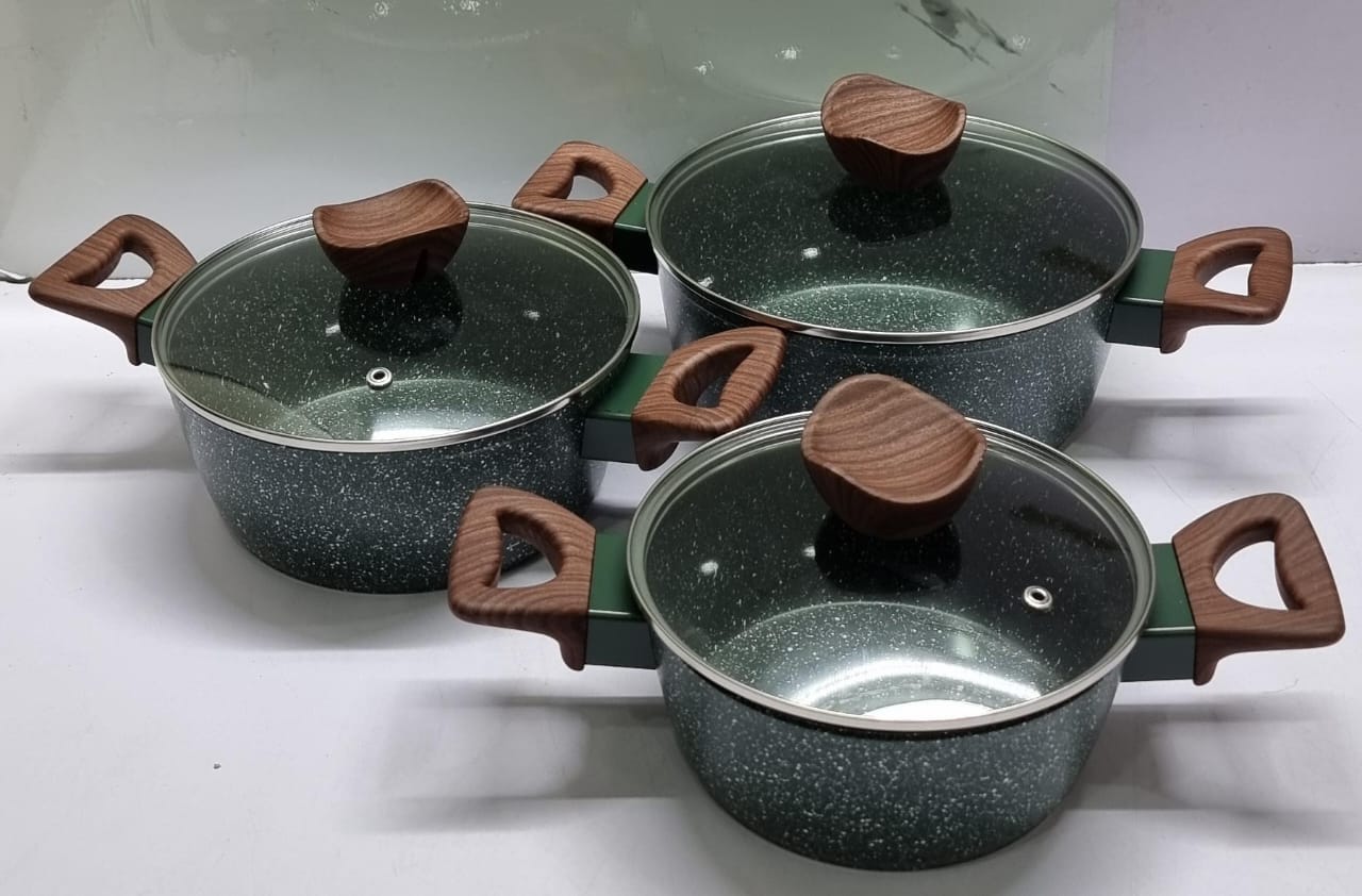 Germany Baroly 3 Pots Set, Nonstick Cookware Set ,Induction Kitchen Cookware Sets  Oven Safe, black, green,coffee,grey