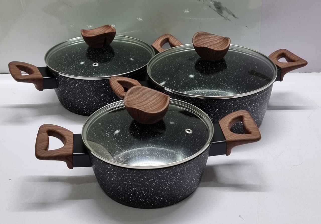 Germany Baroly 3 Pots Set, Nonstick Cookware Set ,Induction Kitchen Cookware Sets  Oven Safe, black, green,coffee,grey