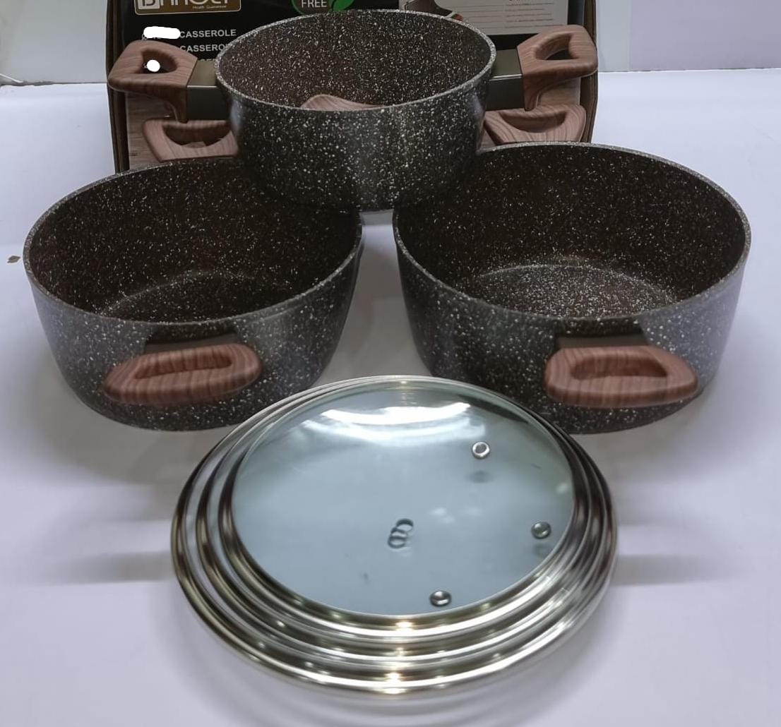 Germany Baroly 3 Pots Set, Nonstick Cookware Set ,Induction Kitchen Cookware Sets  Oven Safe, black, green,coffee,grey