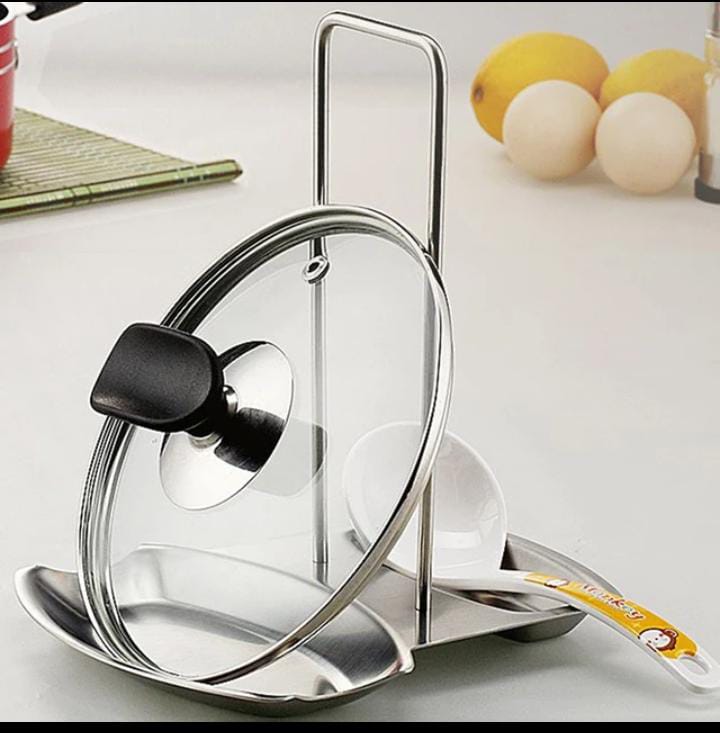 Stainless Steel Pan Pot Cover Lid Rack Stand Kitchen Organizer Spatula Holder Spoon Rest Pot Lid Shelf Kitchen Accessories