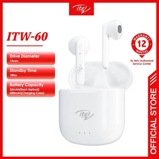 Wireless Bluetooth Earphones Itel ITW-60 True Wireless Earbuds With Touch Controls, Long Battery Life, and HD Sound
