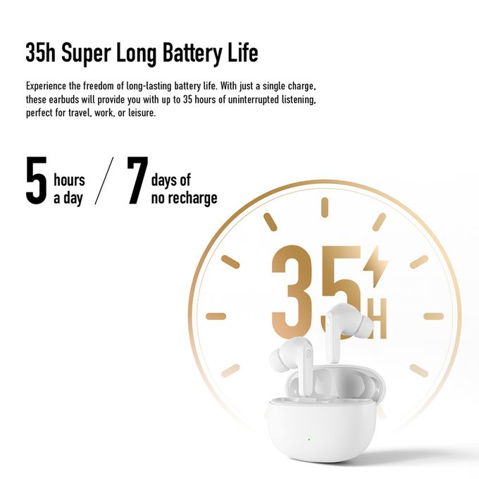 itel TWS BudsAce True Wireless Earbuds with Microphone, Noise Cancellation, Bluetooth, White - Crystal Clear Calls, Noise Isolation