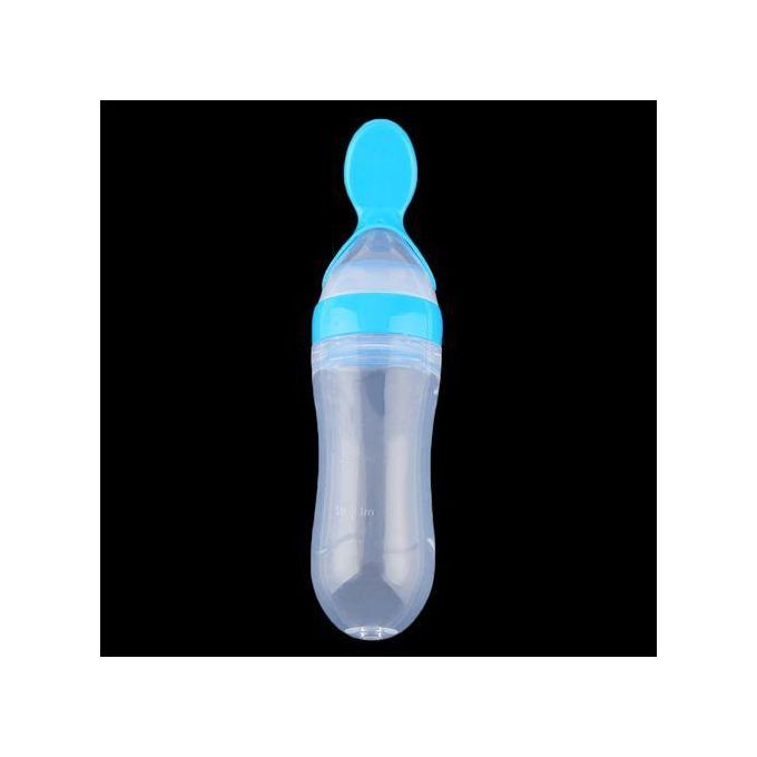 Fashion Baby Silicone Squeeze Feeding Bottle, With Spoon Food Rice 90ML Cereal Feeder