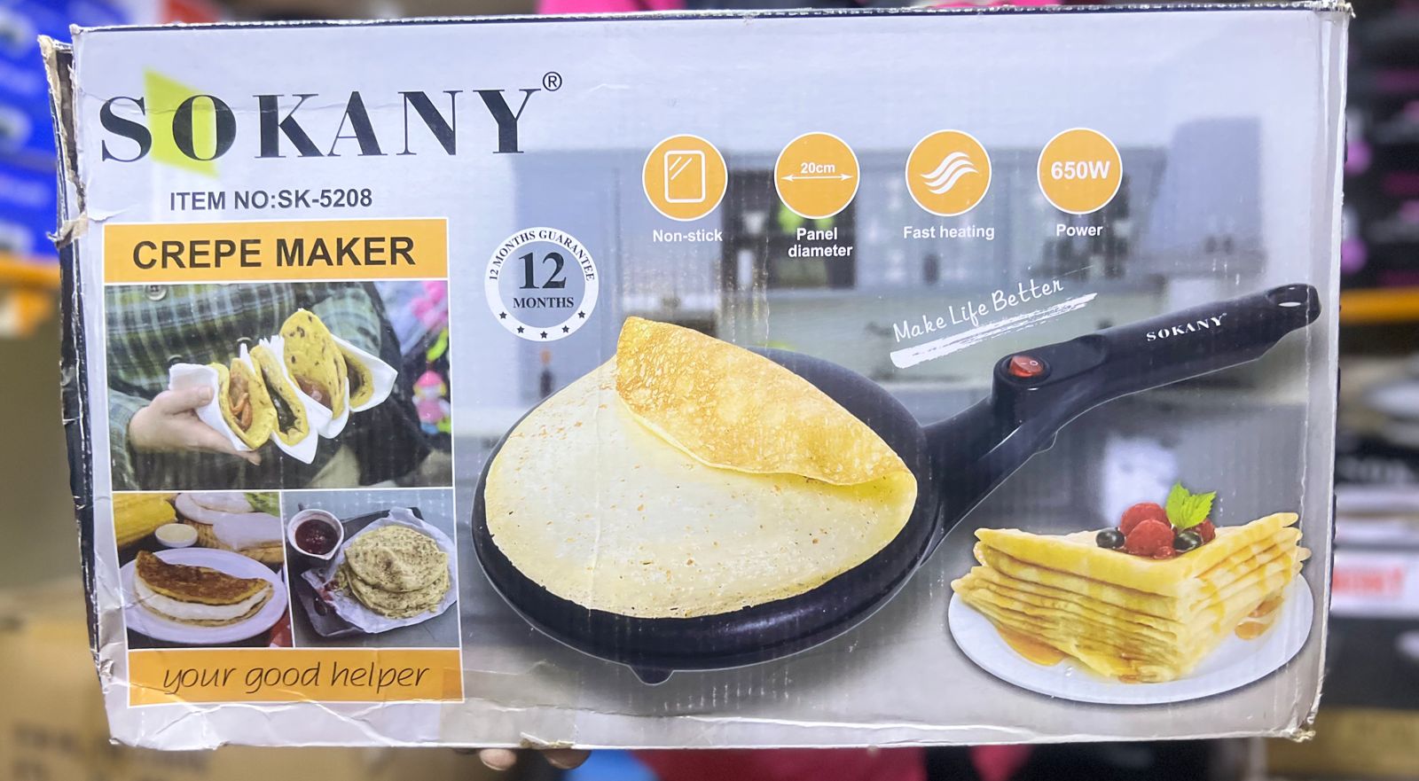 (PRICE DROPPED) Crepe maker Sokany Modern Electric Roti/Chapati Maker/Pancake Maker..Sokany Modern Electric Roti/Chapati Maker/Pancake Maker.Roti maker
chapati maker
meat /fish Grilled
heating
 Big si