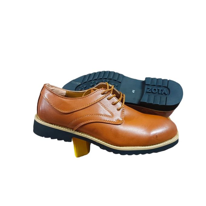 Men Casual Official Formal Business Shoes Normal Fitting Rubber Sole PU Leather Sizes 40-44 Lace Up Shoes Generic All Weather Shoes Colour Brown Anti Slip Design