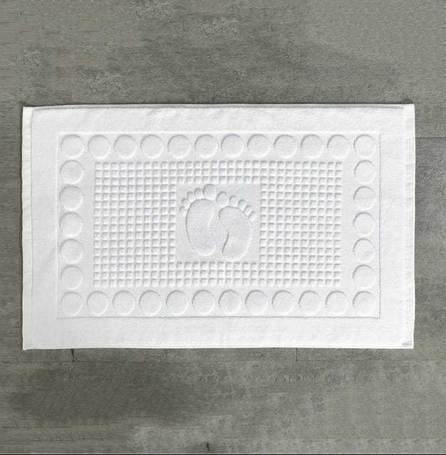 ELEGANT WHITE COTTON BATHMAT\TOILET MAT\ANTI SLIP MAT