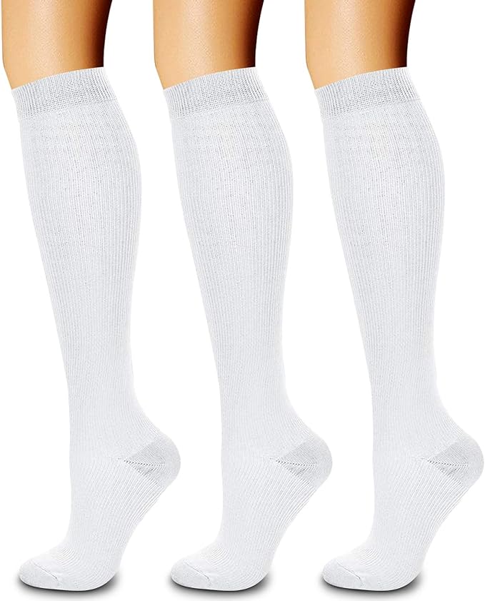 CHARMKING Compression Socks for Women & Men Circulation (3 Pairs) 15-20 mmHg is Best Support for Athletic Running Cycling