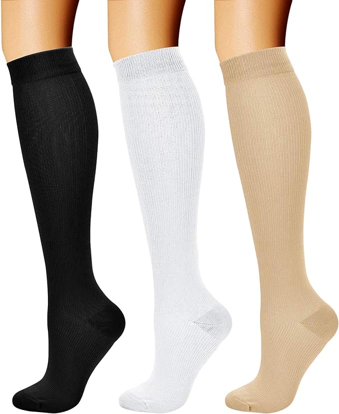 CHARMKING Compression Socks for Women & Men Circulation (3 Pairs) 15-20 mmHg is Best Support for Athletic Running Cycling