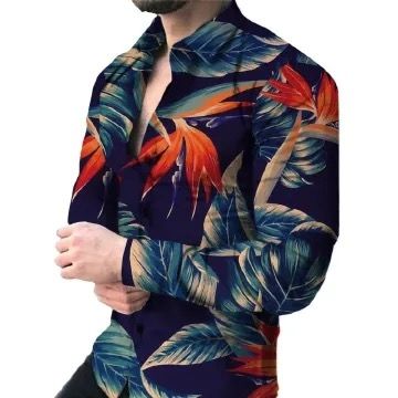 Men's New Casual Personality Trendy Men's Long sleeved 3D Digital Printed Shirt Large Shirt Men's Wear