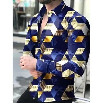 Men's New Casual Personality Trendy Men's Long sleeved 3D Digital Printed Shirt Large Shirt Men's Wear