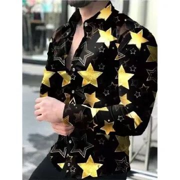 Men's New Casual Personality Trendy Men's Long sleeved 3D Digital Printed Shirt Large Shirt Men's Wear