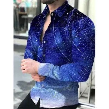 Men's New Casual Personality Trendy Men's Long sleeved 3D Digital Printed Shirt Large Shirt Men's Wear