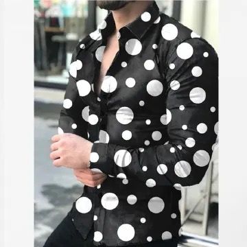 Men's New Casual Personality Trendy Men's Long sleeved 3D Digital Printed Shirt Large Shirt Men's Wear