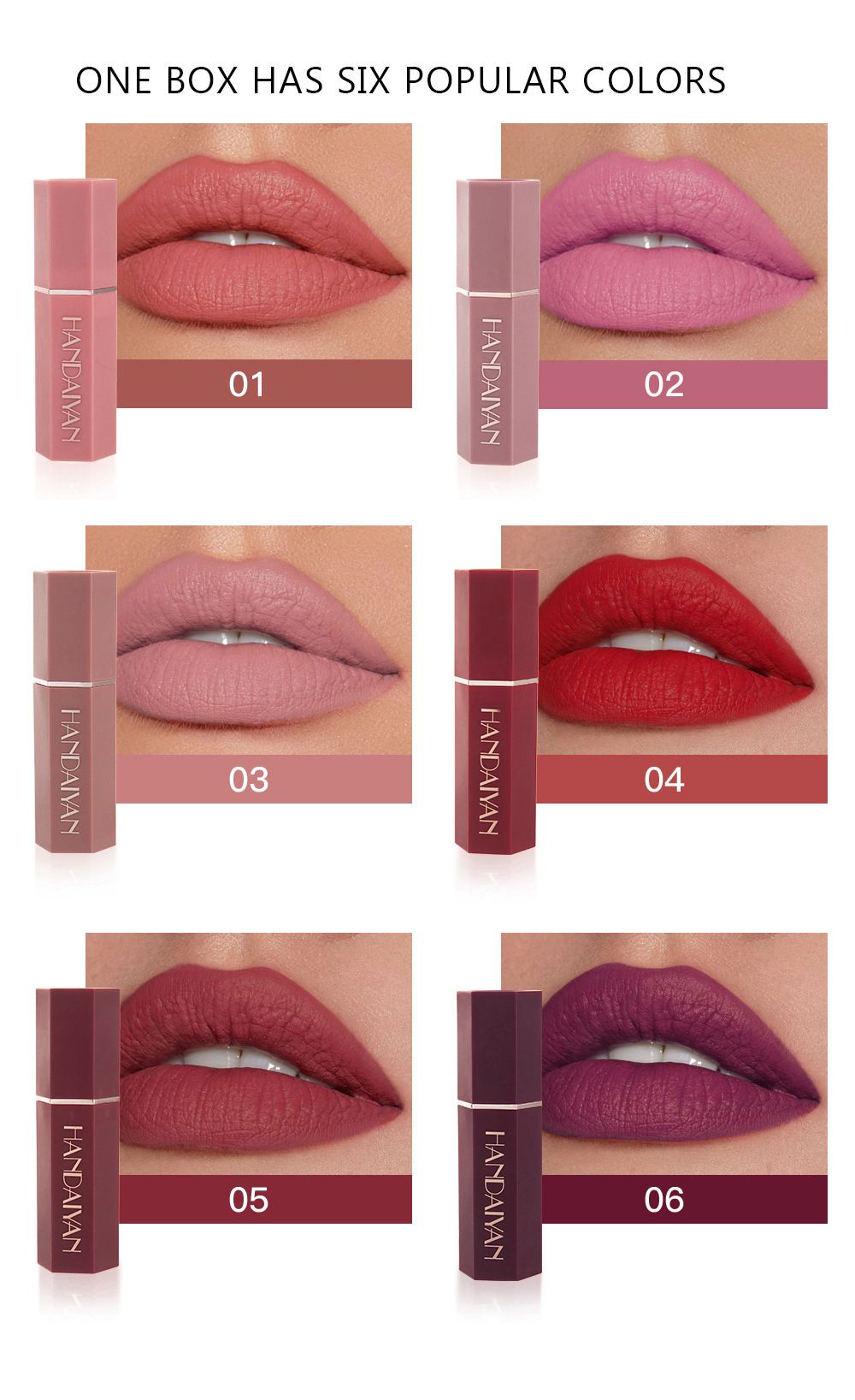 Lipstick 6 colors matte matte no fading no staining long-lasting moisturizing waterproof view 2