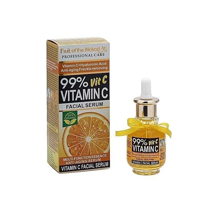 Fruit Of Wokali Vitamin C Brightening & Anti-Aging Face Serum - Fruit Of The Wokali 99% Vitamin C Facial Serum For Dark Spots, Anti-aging, Wrinkle Lines