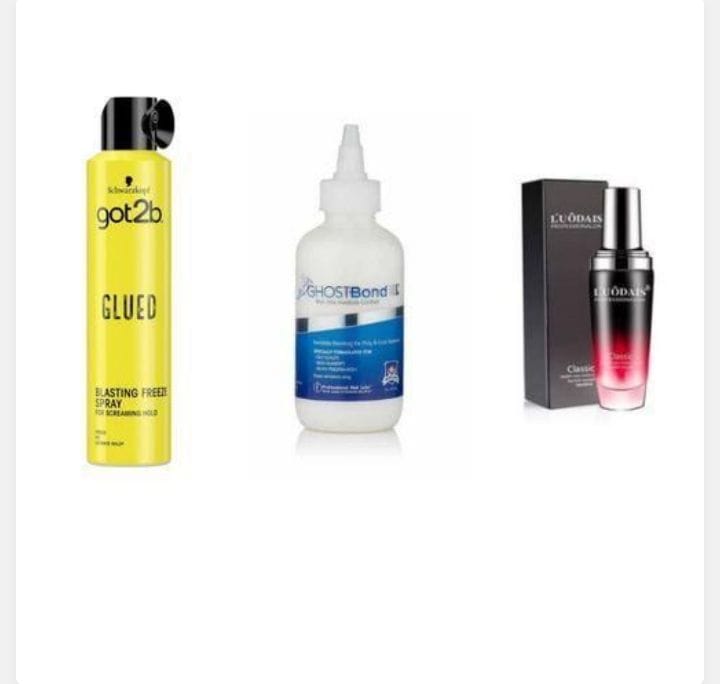 Ghost Bond Hair Wig Glue, got2b Glued Blasting Freeze Hair Spray + Luodais Classic Hair Polish & Serum with Perfume Combo